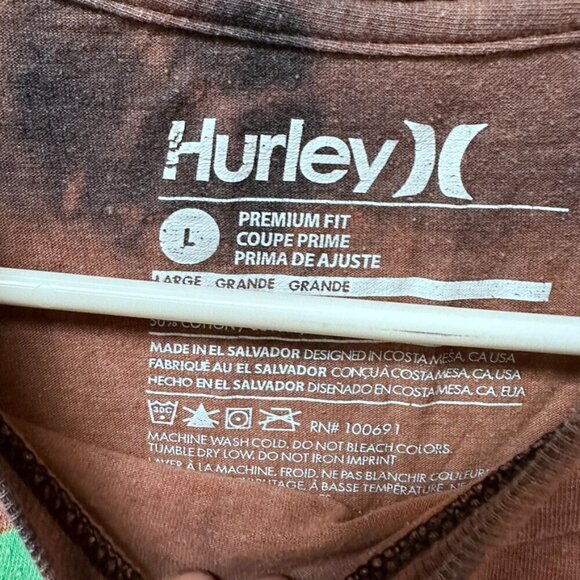 Hurley Tee Shirt Size Large BrowN Tie Dyed Bleached Grunge Distressed - Picture 6 of 8